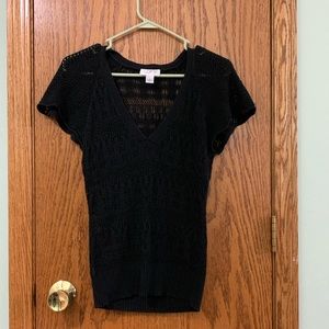 Ann Taylor LOFT black, short-sleeved sweater